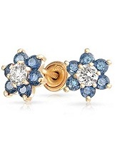 beautiful little flower sapphire birthstone earrings for babies and kids